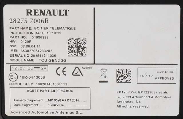 Styreenhet diverse til Renault Zoe 2013-2019 (Fase 1) (RENAULT|2827 57006R|)