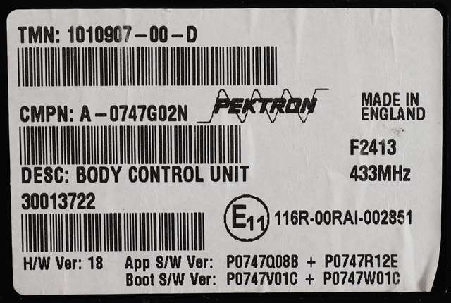 Styreenhet comfort (BCM) til Tesla Model S 2013-2016 (Fase 1)  (TESLA|1010907-00-D|)