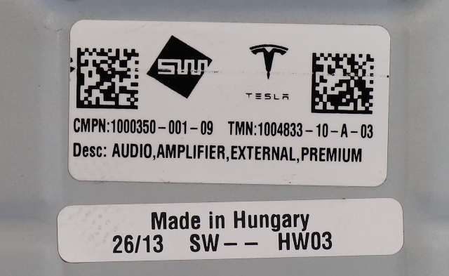 Bilstereo forsterker til Tesla Model S 2013-2016 (Fase 1)  (TESLA|1004833-10-A|)