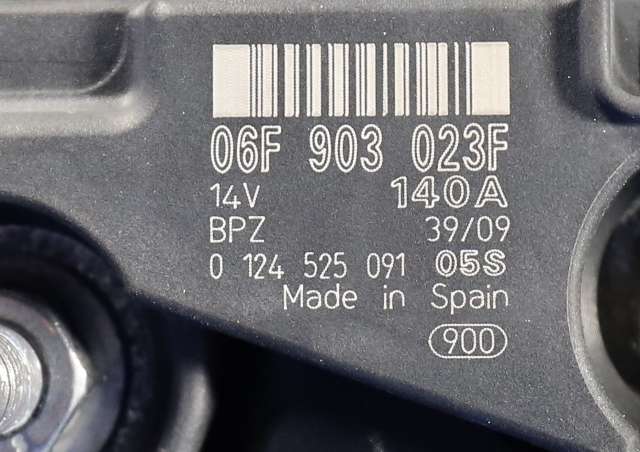 Dynamo diesel til VW Polo 2009-2014 (Type V, Fase 1)  (BOSCH|0 124 525 091|06F 903 023 F. 14 VOLT - 140 AMP|)