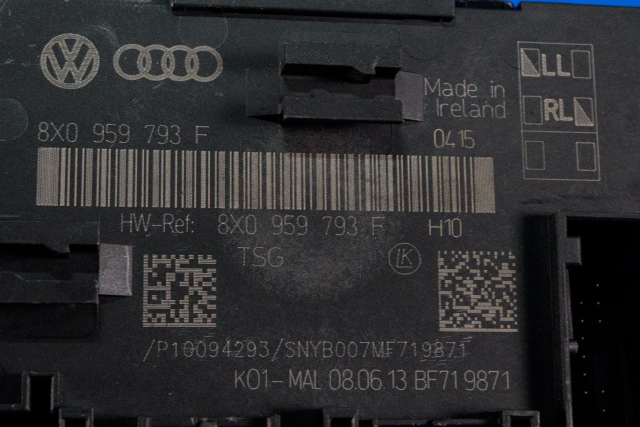 Styreenhet dør venstre foran til Audi A1 2010-2014 (Type I, Fase 1)  (VAG|8X0 959 793 F|)