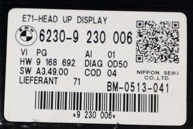 Instrument head-up display (HUD) til BMW X6 2008-2014 (E71/E72) (E71/E72) (BMW|62.30-9 230 006|)
