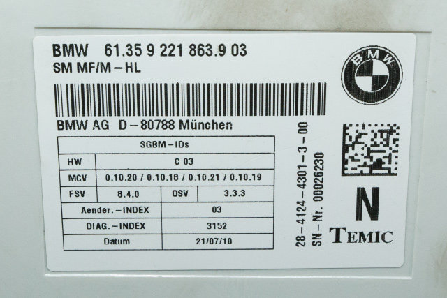 Styreenhet diverse til BMW X6 2008-2014 (E71/E72) (E71/E72) (|61.35-9 221 863)