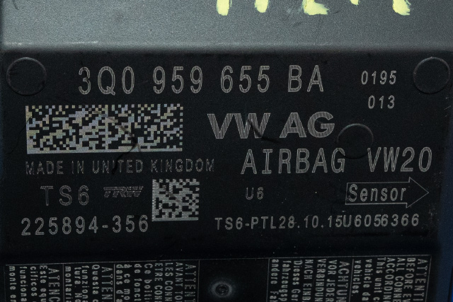 Styreenhet airbag hovedsensor til VW Passat 2015-2019 (Fase 1) (B8) (B8) (VAG|3Q0 959 655 BA|)