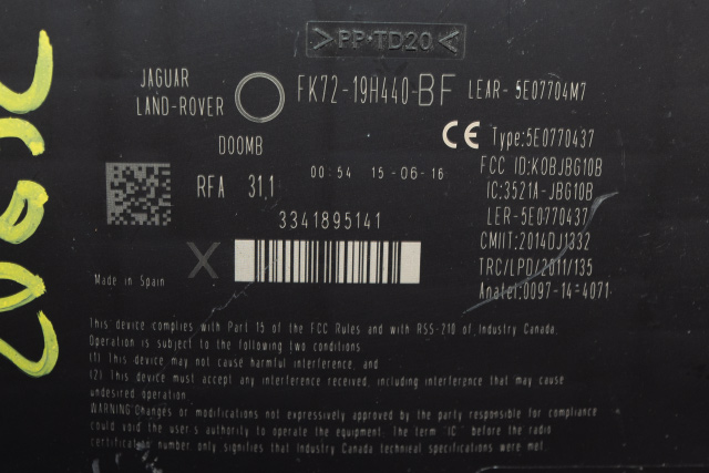 Styreenhet nøkkelfri/keyless til Jaguar XF 2015-->> (X260) (X260) (JAGUAR|FK72-19H440-BF|)