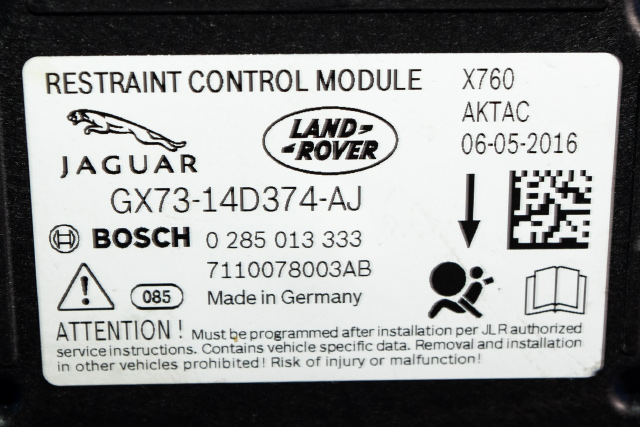 Styreenhet airbag hovedsensor til Jaguar XF 2015-->> (X260) (X260) (BOSCH|0 285 013 333|GX73-14D374-AJ|)