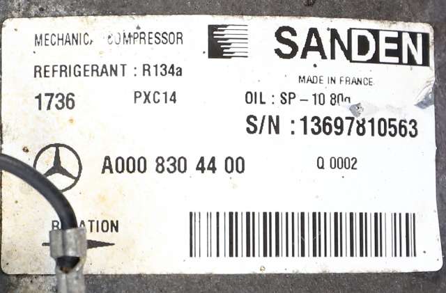 Aircondition kompressor til Mercedes C-Klasse, Coupe/Cab 2015-2018 (Fase 1) (C205) (C205) (SANDEN|1736|A 000 830 44 00|)