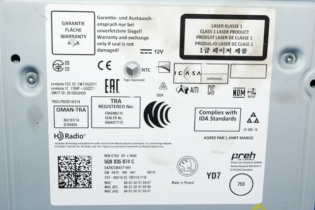 Bilstereo til Škoda Octavia 2017-2020 (Type III, Fase 2)  (VAG|5Q0 035 874 C|)