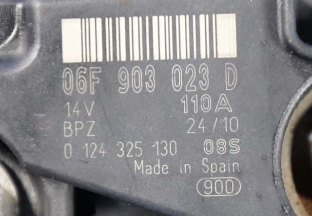 Dynamo diesel til Škoda Roomster 2010-2015 (Fase 2)  (BOSCH|0 124 325 130|06F 903 023 D. 14 VOLT - 110 AMP|)