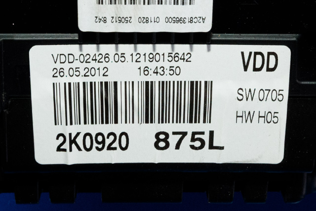 Instrumentpanel til VW Caddy 2010-2015 (Type III, Fase 2) (VAG|2K0 920 875 L|)