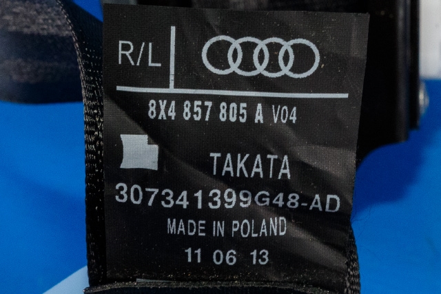 Sikkerhetsbelte bak venstre til Audi A1 2010-2014 (Type I, Fase 1)  (VAG|8X4 857 805 A|)