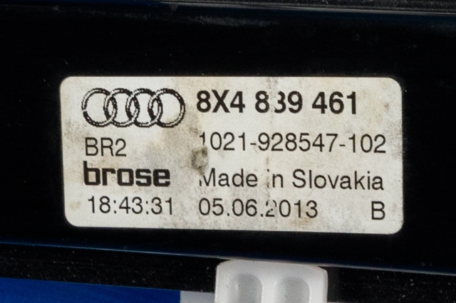 Ruteheis venstre bak til Audi A1 2010-2014 (Type I, Fase 1)  (VAG|8X4 839 461|8K0 959 812 A|)