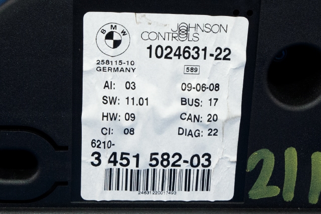 Instrumentpanel til BMW X3 2007-2010 (Fase 2) (E83) (E83) (JOHNSON|1024631-22|3 451 582|)