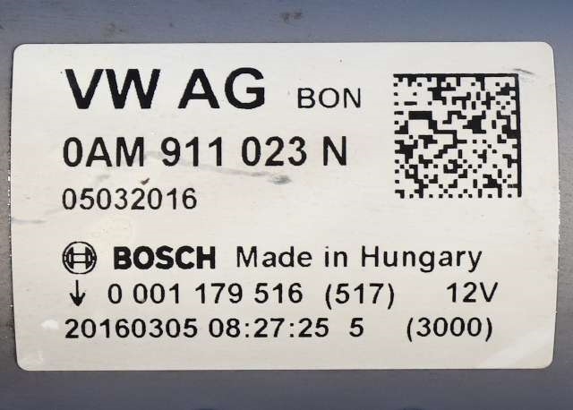 Starter til VW Passat 2015-2019 (Fase 1) (B8) (B8) (BOSCH|0 001 179 516|0AM 911 023 N|)