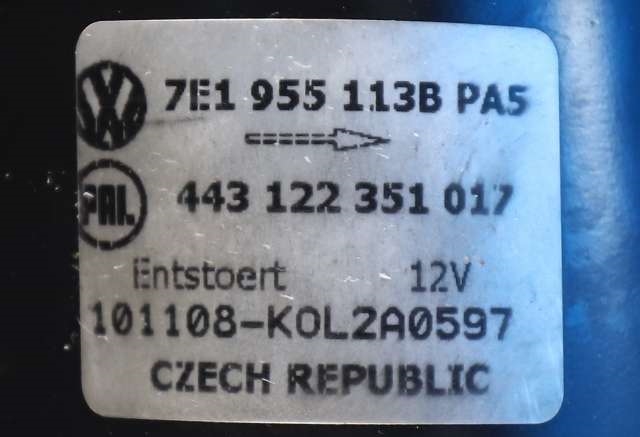 Viskermotor frontrute komplett m/overføring til VW Transporter / Caravelle 2009-2015 (Fase 2) (T5) (T5) (VAG|7E1 955 023 A|)