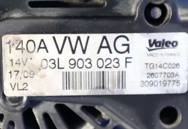 Dynamo diesel til VW Golf VI 2008-2012  (VALEO|TG14C026|03L 903 023 F. 14 VOLT - 140 AMP|)