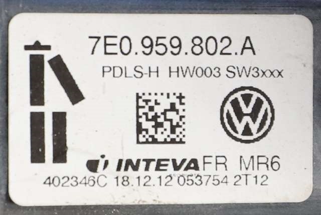 Ruteheis høyre foran til VW Transporter / Caravelle 2009-2015 (Fase 2) (T5) (T5) (VAG|7E0 959 802 A|)