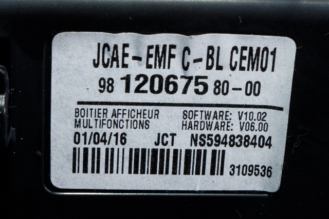 Instrument kjørecomputer til Toyota Proace 2016-->> (Type II) (PSA|98 120675 80-00|)