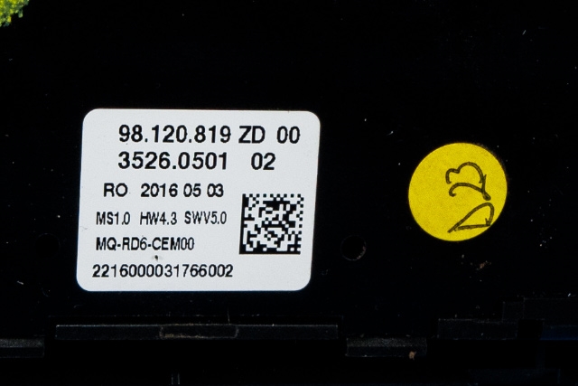 Bilstereo betjeningspanel til Toyota Proace 2016-->> (Type II)  (PSA|98 120819 ZD-00|)