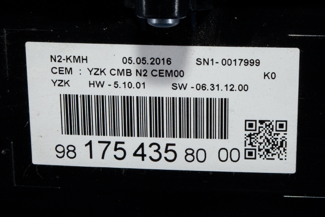 Instrumentpanel til Toyota Proace 2016-->> (Type II)  (PSA|98 175435 80-00|)