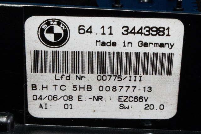 Varmeapparat betjening til BMW X3 2007-2010 (Fase 2) (E83) (E83) (BMW|64.11-3 443 981|)