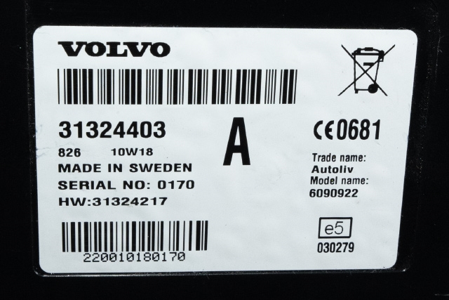 Styreenhet diverse til Volvo V70 2007-2013 (Type III, Fase 1)  (VOLVO|31324403|)