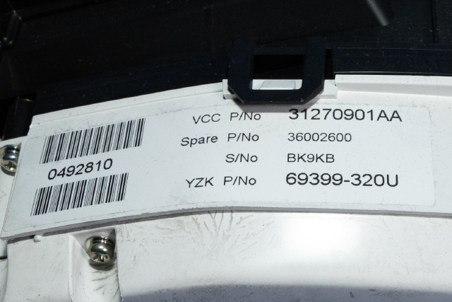 Instrumentpanel til Volvo V70 2007-2013 (Type III, Fase 1)  (YAZAKI|69399-320U|31270901|)