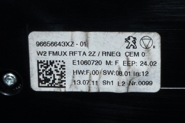 Varmeapparat betjening til Peugeot 508 2011-2014 (Type I, Fase 1)  (PEUGEOT|96 656643 XZ|)