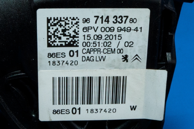 Pedal gass til Peugeot 2008 2013-2019 (Type I)  (HELLA|6PV 009 949-41|96 714337 80|)