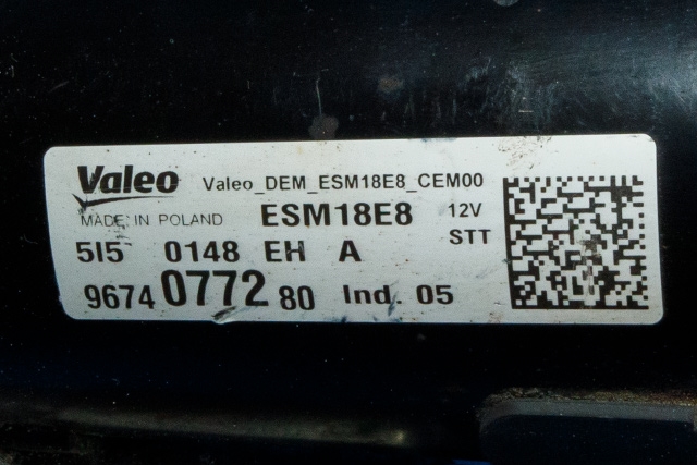 Starter til Peugeot 2008 2013-2019 (Type I) (VALEO|ESM18E8|96 740772 80|)