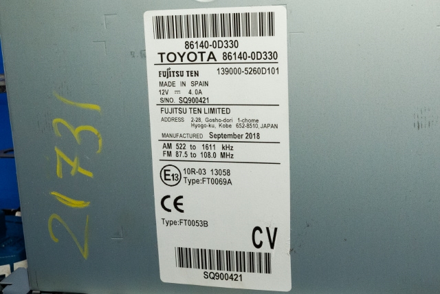 Bilstereo navigasjon til Toyota Yaris 2014-2020 (Type III, Fase 2) (TOYOTA|86140-0D330|)