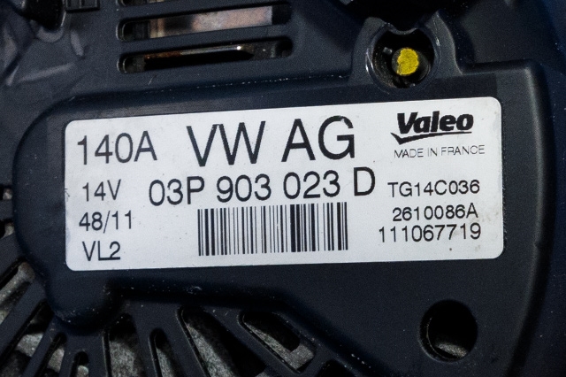 Dynamo diesel til VW Polo 2009-2014 (Type V, Fase 1)  (VALEO|TG14C036|03P 903 023 D. 14 VOLT - 140 AMP|)