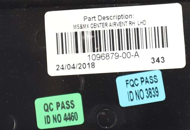Dashbord friskluftdyse midtkonsoll til Tesla Model S 2016-2021 (Fase 2)