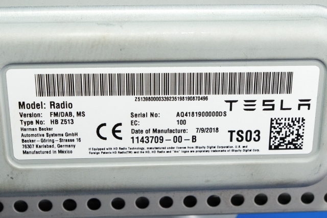 Styreenhet DAB til Tesla Model S 2016-2021 (Fase 2)  (TESLA|1143709-00-B|)