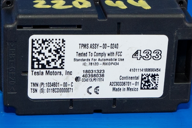 Sensor dekktrykk til Tesla Model S 2016-2021 (Fase 2) (TESLA|1034601-00-C|)