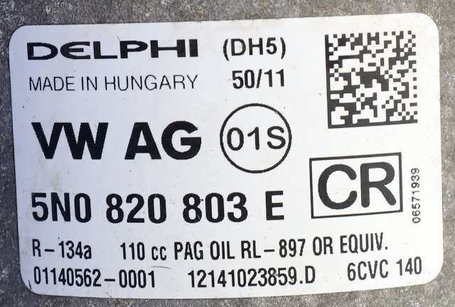 Aircondition kompressor til VW Polo 2009-2014 (Type V, Fase 1)  (DELPHI|12141023859.D|5N0 820 803 E|)