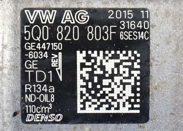 Aircondition kompressor til VW Passat 2015-2019 (Fase 1) (B8) (B8) (DENSO|447150-6034|5Q0 820 803 F|)