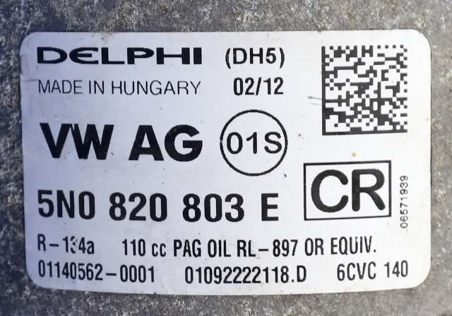 Aircondition kompressor til Škoda Yeti 2009-2013 (Fase 1)  (DELPHI|01092222118.D|5N0 820 803 E|)