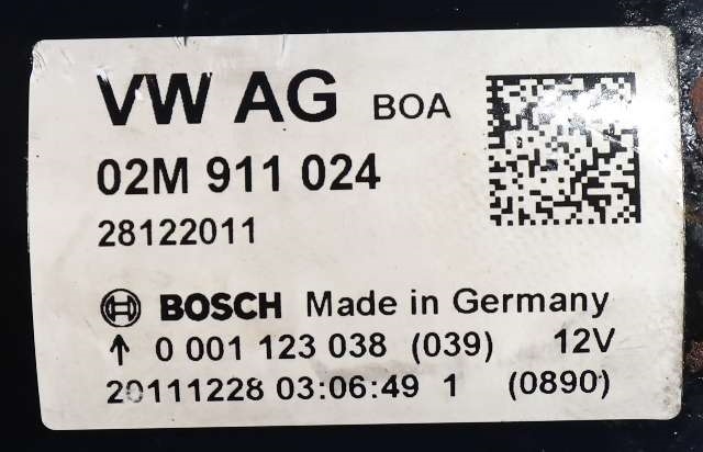 Starter diesel til Škoda Yeti 2009-2013 (Fase 1)  (BOSCH|0 001 123 038|02M 911 024|)