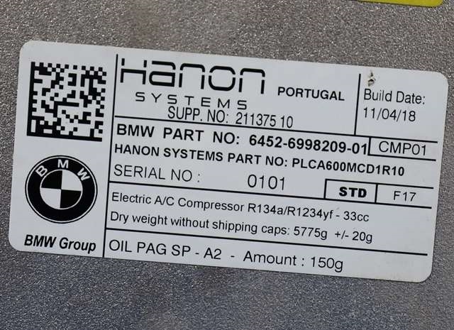 Aircondition kompressor hybrid til BMW 2-Serie, Active/Gran Tourer 2014-->> (F45/F46) (F45/F46) (BMW|64.52-6 998 209|)