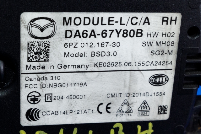 Sensor radar til Mazda 2 2015-2019 (Type III, Fase 1)  (MAZDA|DA6A-67-Y80B|)