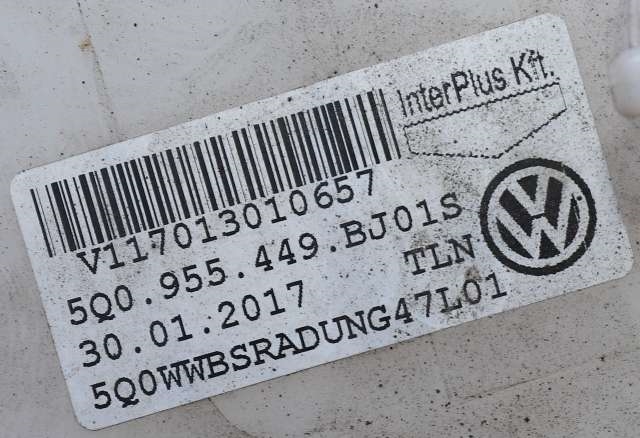 Spylertank foran til Audi A3 2016-2020 (Type III, Fase 2) (VAG|5Q0 955 449 BJ|)