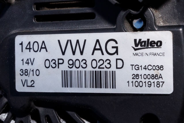 Dynamo diesel til VW Polo 2009-2014 (Type V, Fase 1) (VALEO|TG14C036|03P 903 023 D. 14 VOLT - 140 AMP|)
