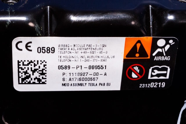 Airbag passasjer til Tesla Model S 2013-2016 (Fase 1) (TESLA|1118927-00-A|)