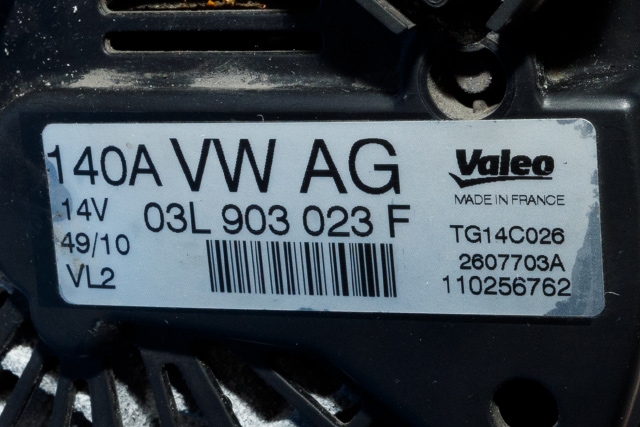 Dynamo diesel til VW Golf VI 2008-2012 (VALEO|TG14C026|03L 903 023 F. 14 VOLT - 140 AMP|)