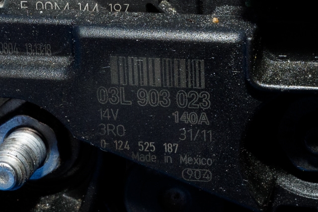 Dynamo diesel til VW Golf VI 2008-2012  (BOSCH|0 124 525 187|03L 903 023. 14 VOLT - 140 AMP|)