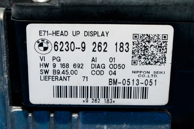 Instrument head-up display (HUD) til BMW X6 2008-2014 (E71/E72) (E71/E72) (BMW|62.30-9 262 183|)