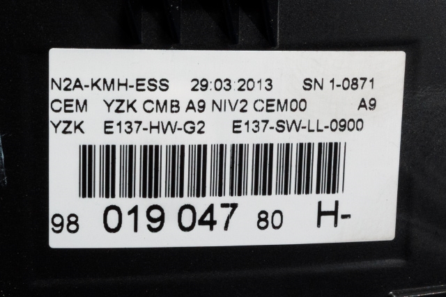 Instrumentpanel til Peugeot 208 2012-2019 (Type I)  (PEUGEOT|98 019047 80|)