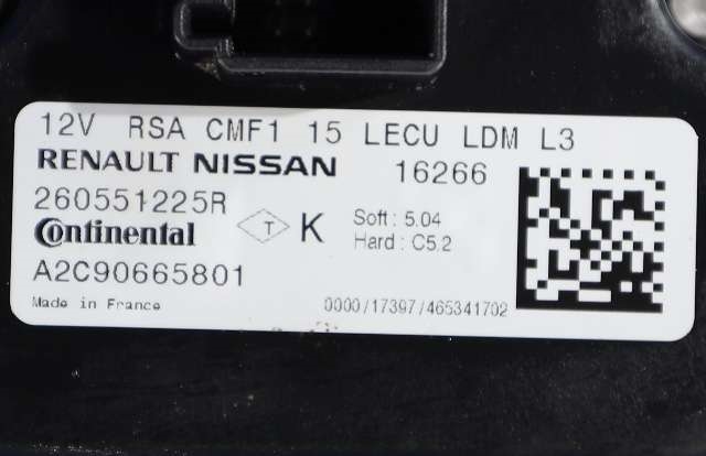 Styreenhet xenon/ballast til Renault Clio 2016-2019 (Type IV, Fase 2)  (CONTINENTL|A2C90665801|2605 51225R|)