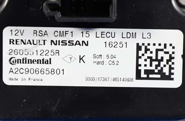 Styreenhet xenon/ballast til Renault Clio 2016-2019 (Type IV, Fase 2) (CONTINENTL|A2C90665801|2605 51225R|)
